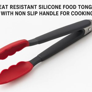 16 Heat Resistant Silicone Food Tongs with Non Slip Handle for Cooking