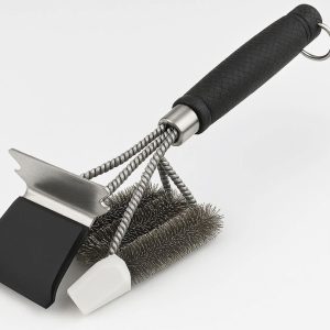 7 Grill Cleaning Brush with Dual Sided Silicone and Nylon Scraper